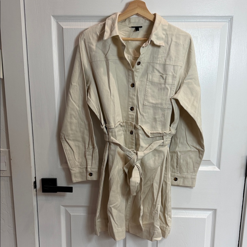 Who What Wear Cream Utility Jacket with Tie Waist